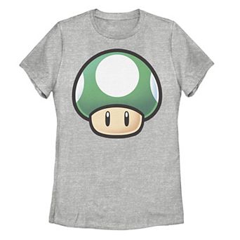 Juniors' Nintendo Super Mario Green Mushroom Big Face Tee