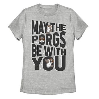 Juniors' Star Wars May The Porgs Be With You May The 4th Cute Galaxy Tee