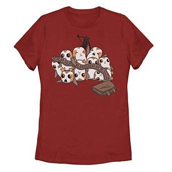 Juniors' Star Wars Porgs Playing With Chewbaccas Things Portrait Tee