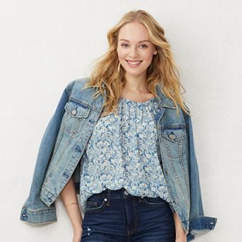 Petite LC Lauren Conrad Pleated Scoopneck Top