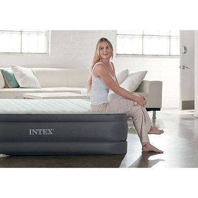 Intex PremAire I Fiber-Tech Elevated Airbed Mattress with Built-In Pump, Queen