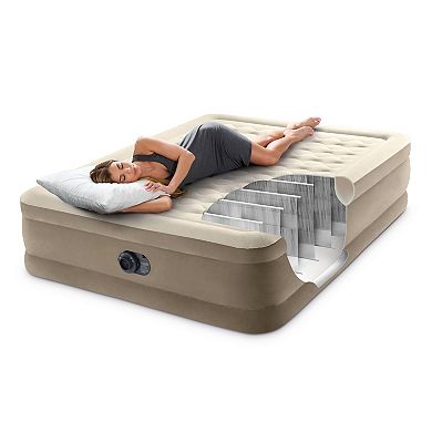 Intex 64427ED Dura-Beam Deluxe Ultra Plush Air Mattress w/Built-in Pump, Queen