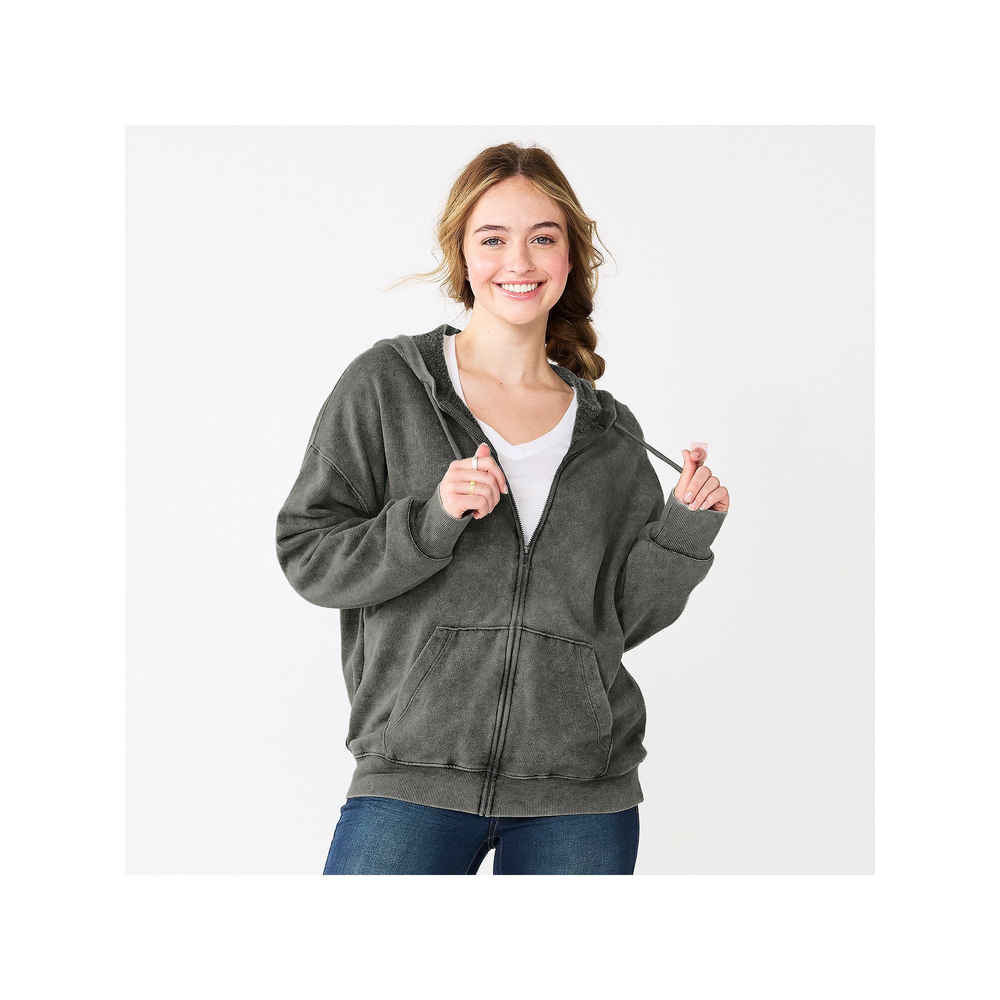 75477298 Juniors SO® Oversized Zip-Up Hoodie, Girls, Size: sku 75477298