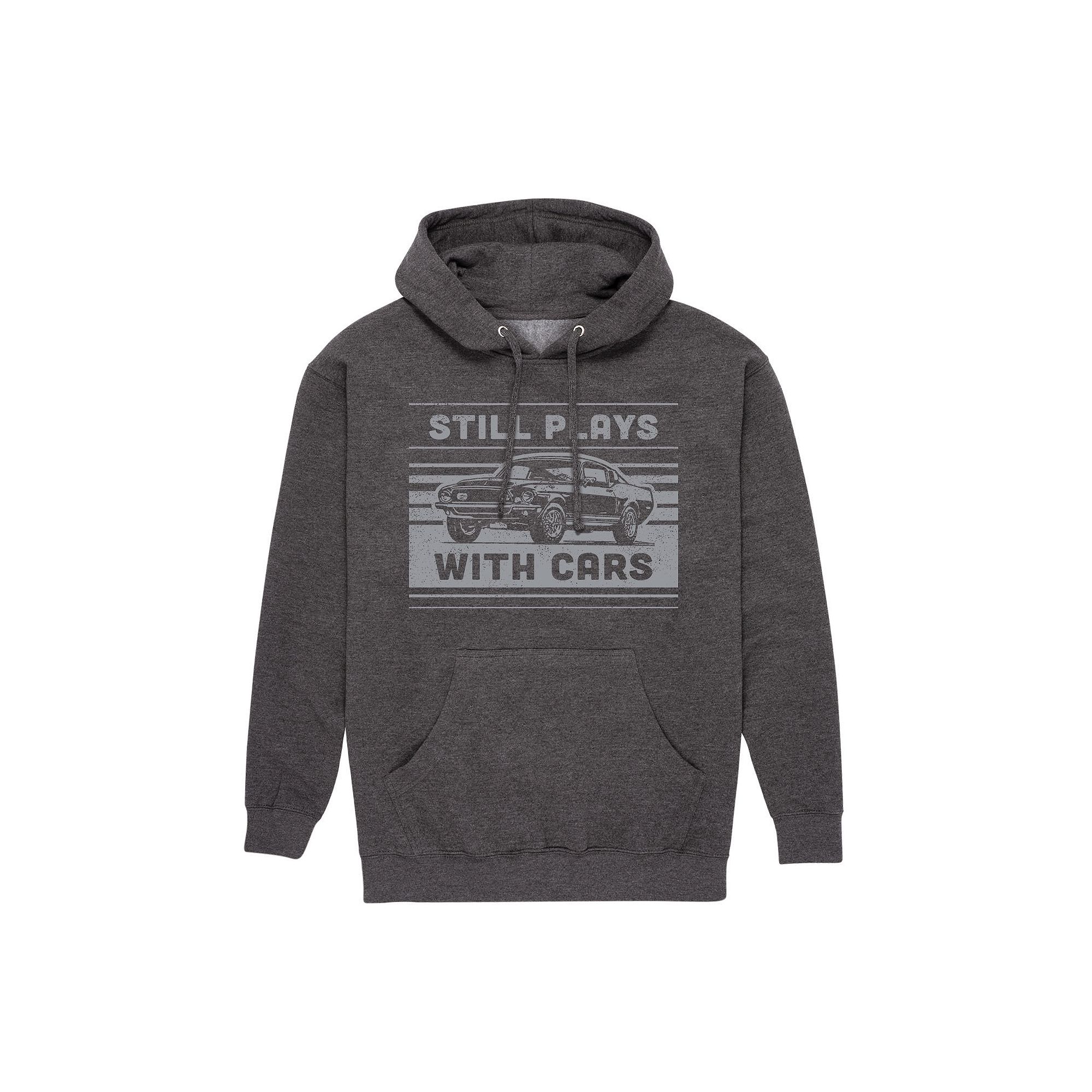 Mens Still Plays With Cars Hoodie, Size: Small, Gray