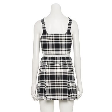 Juniors' Almost Famous Zip Front Cropped Tank Top & Mini Skirt Set