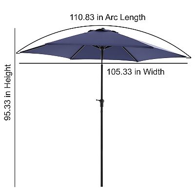 kohls navy and white 9-foot patio umbrella SAFAVIEH Outdoor - Venice Crank - & Canopy - Brown Aluminum Pole - Single Scallop Trim Design quality pieces Sonoma Goods For Life 9-ft.