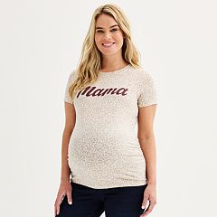 Womens Red Crewneck Maternity Tops, Clothing