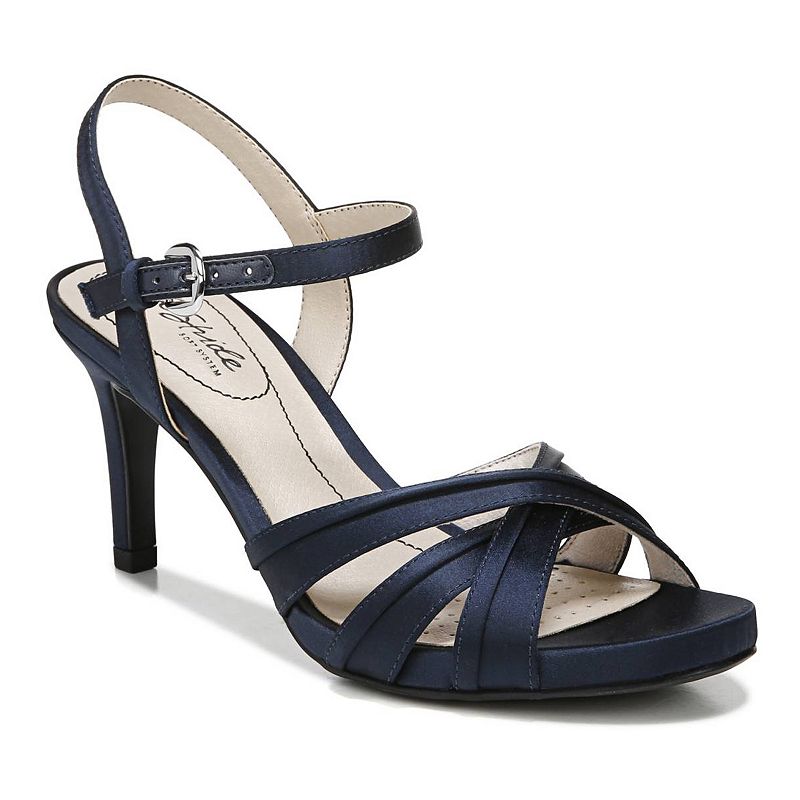 LifeStride Maebree Ankle Strap Sandal in Lux Navy Satin at Nordstrom, Size 8