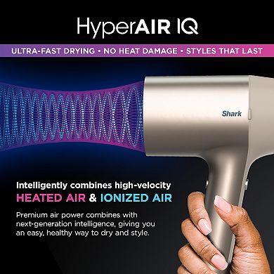 Shark HyperAIR Dryer with IQ 2-in-1 Concentrator & Curl-Defining Diffuser Attachments (HD113BRN)