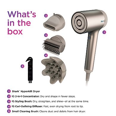 Shark® HyperAIR with IQ 2-in-1 Concentrator, Styling Brush, & Curl-Defining Diffuser (HD120BRN)