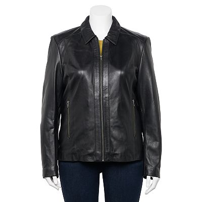 Kohls plus size leather jacket best sale