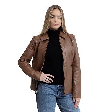 Plus Size Whet Blu Patricia Slim Fit Leather Jacket