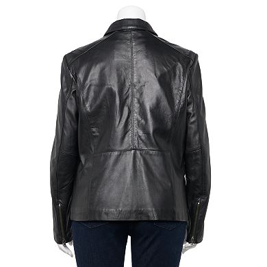 Plus Size Whet Blu Patricia Slim Fit Leather Jacket