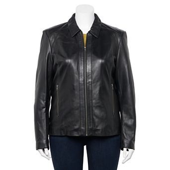 Plus Size Whet Blu Patricia Slim Fit Leather Jacket