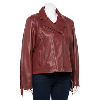 Plus Size Whet Blu Daisy Fringe Asymmetrical Leather Jacket