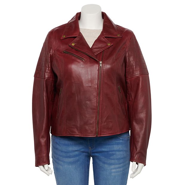 Kohls plus size leather cheap jacket