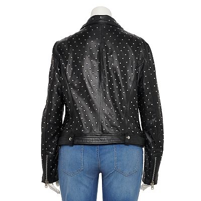 Plus Size Whet Blu Claudia Studded Leather Jacket Plus Size Whet Blu Claudia Studded Leather Jacket