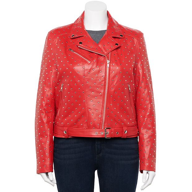 Kohls plus size leather on sale jacket