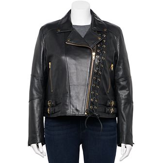 Plus Size Whet Blu Gisele Lace-Up Moto Jacket
