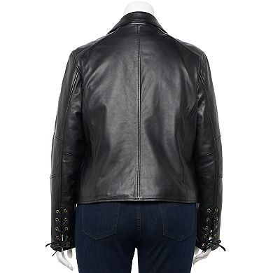 Plus Size Whet Blu Gisele Lace-Up Moto Jacket