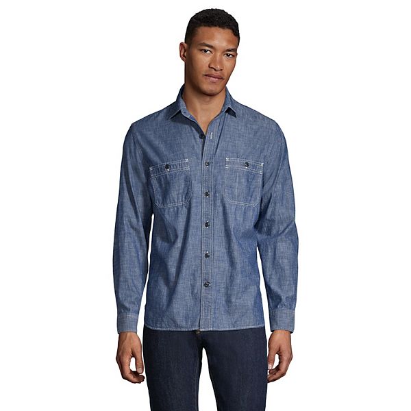 Men's Lands' End Tailored-Fit Chambray Work Shirt