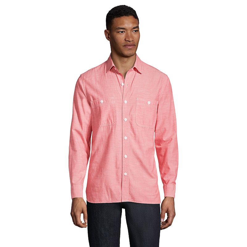 49027785 Mens Lands End Tailored-Fit Chambray Work Shirt, S sku 49027785