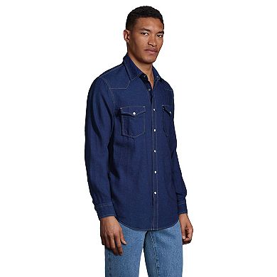 Men's Lands' End Plaid Western-Style Shirt