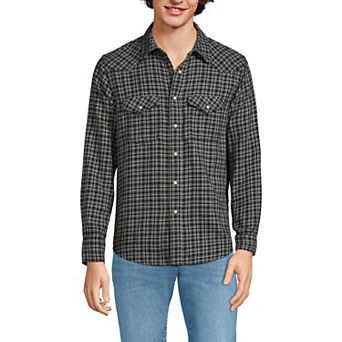 Men's Lands' End Plaid Western-Style Shirt