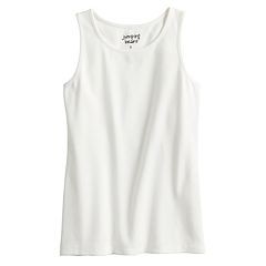 Girls White Ribbed Sleeveless Top