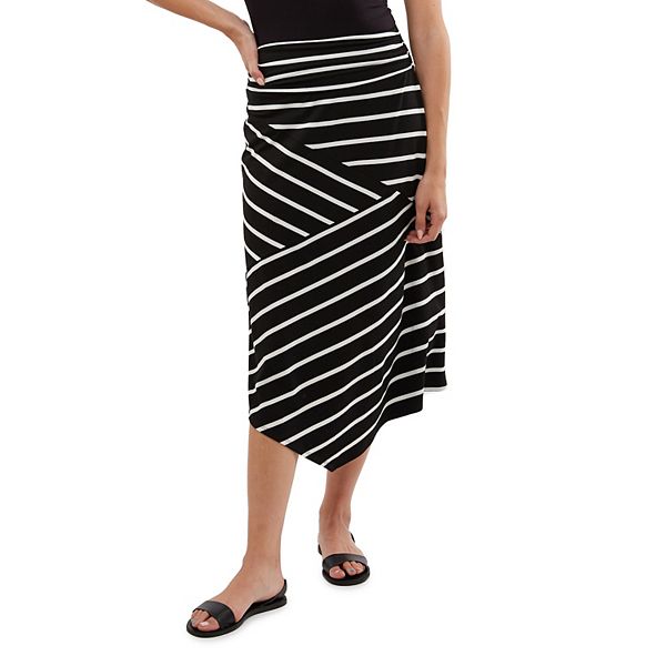 Women's AB Studio Asymmetrical Hem Striped Skirt