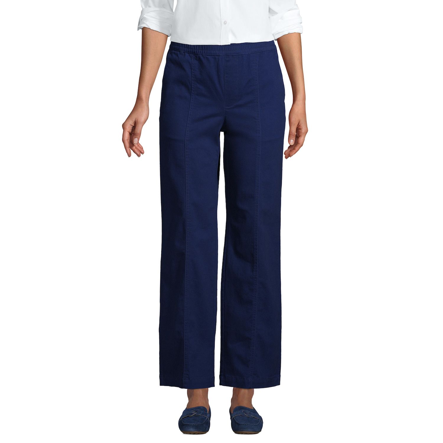 Image for Lands' End Women's Tall Pull-On Wide-Leg Chino Ankle Pants at Kohl's.