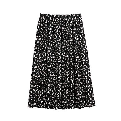Women's Nine West Printed Pull-On Challis Skirt