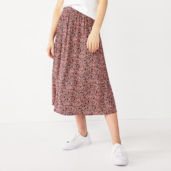 Women's Nine West Printed Pull-On Challis Skirt