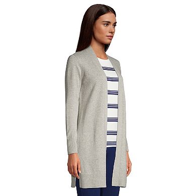 Women's Lands' End Print Long Open-Front Cardigan Sweater