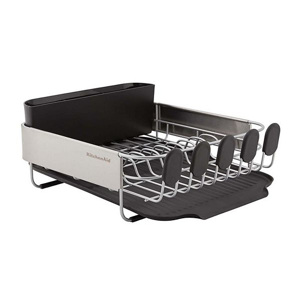 KitchenAid Compact Stainless Steel Dish Rack, Satin Gray,  15-Inch-by-13.25-Inch