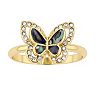City Luxe 14k Gold-Plated Abalone & Crystal Butterfly Ring