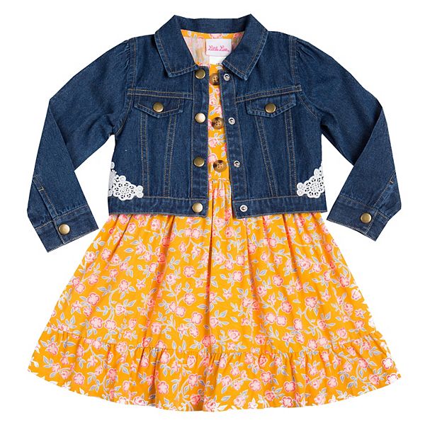 Toddler Girl Little Lass Denim Jacket & Floral Dress Set
