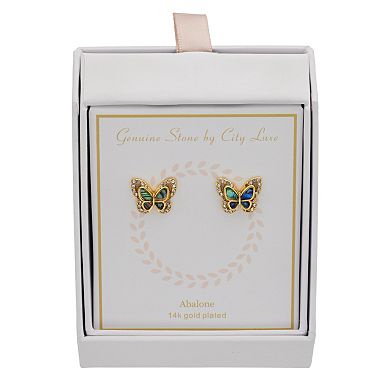 City Luxe Abalone & Crystal Butterfly Stud Earrings