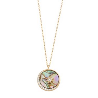 City Luxe Abalone Disc & Crystal Moon & Star Necklace