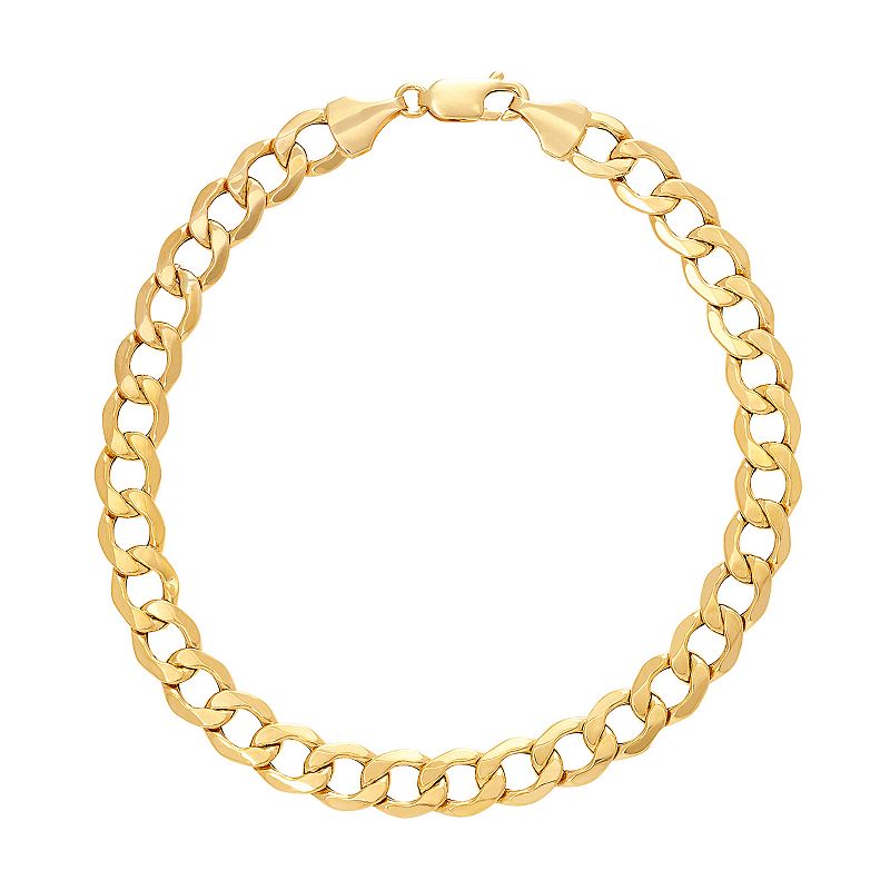 Everlasting Gold Mens 10k Gold Curb Chain Bracelet, Size: 8.5