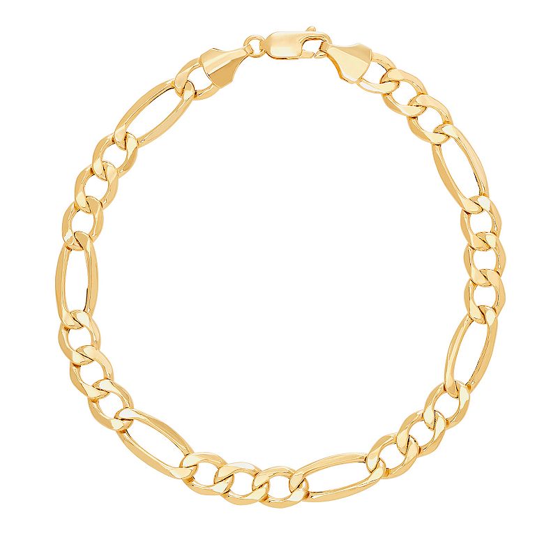 Everlasting Gold Mens 10k Gold Figaro Chain Bracelet, Size: 8.5