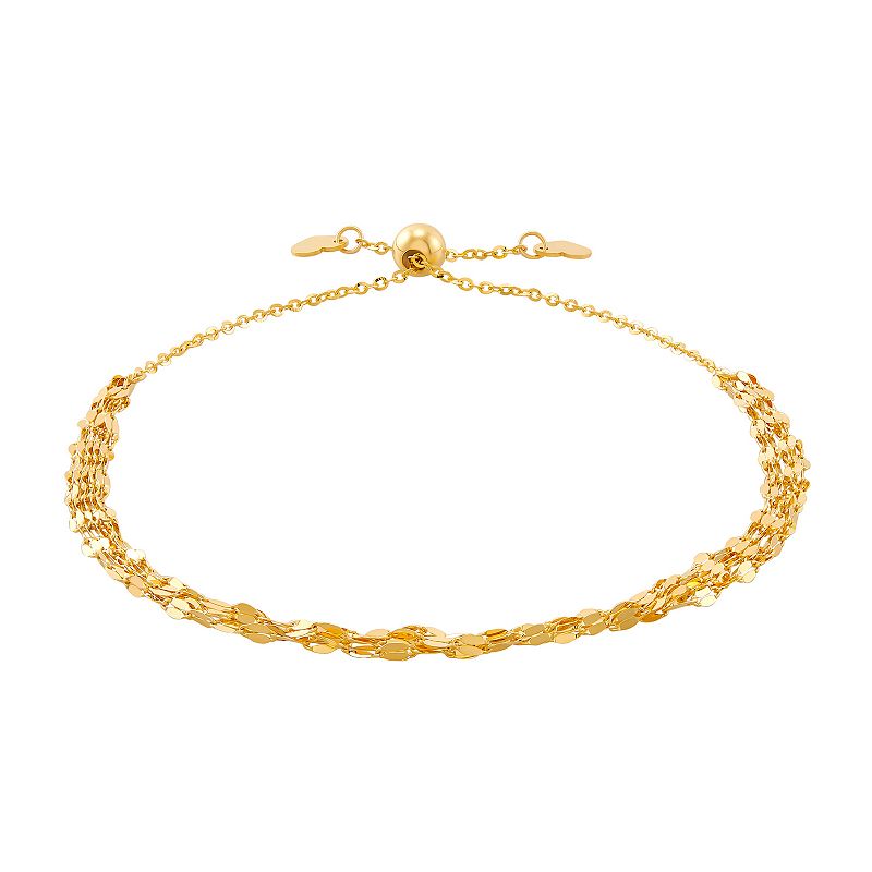 Everlasting Gold 10k Gold Sparkle Chain Adjustable Bracelet, Womens, Size