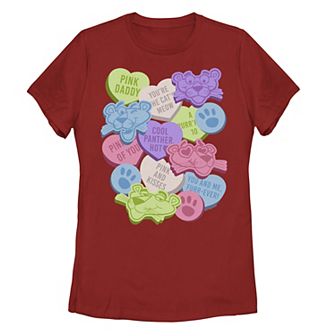 Juniors' The Pink Panther Candy Heart Collage Tee