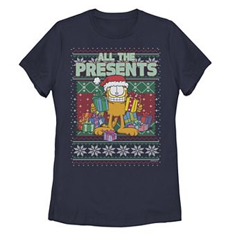 Juniors' Garfield All The Presents Knit Style Portrait Tee