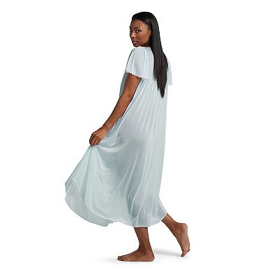 Women's Miss Elaine Essentials Silk Essence Tricot Short Sleeve Long Nightgown