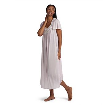 Women's Miss Elaine Essentials Silk Essence Tricot Short Sleeve Long Nightgown