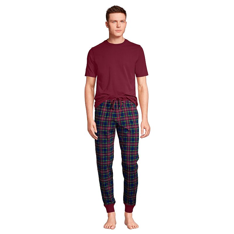Mens Lands End Jersey Pajama Sleep Set, Size: Medium, Dark Red