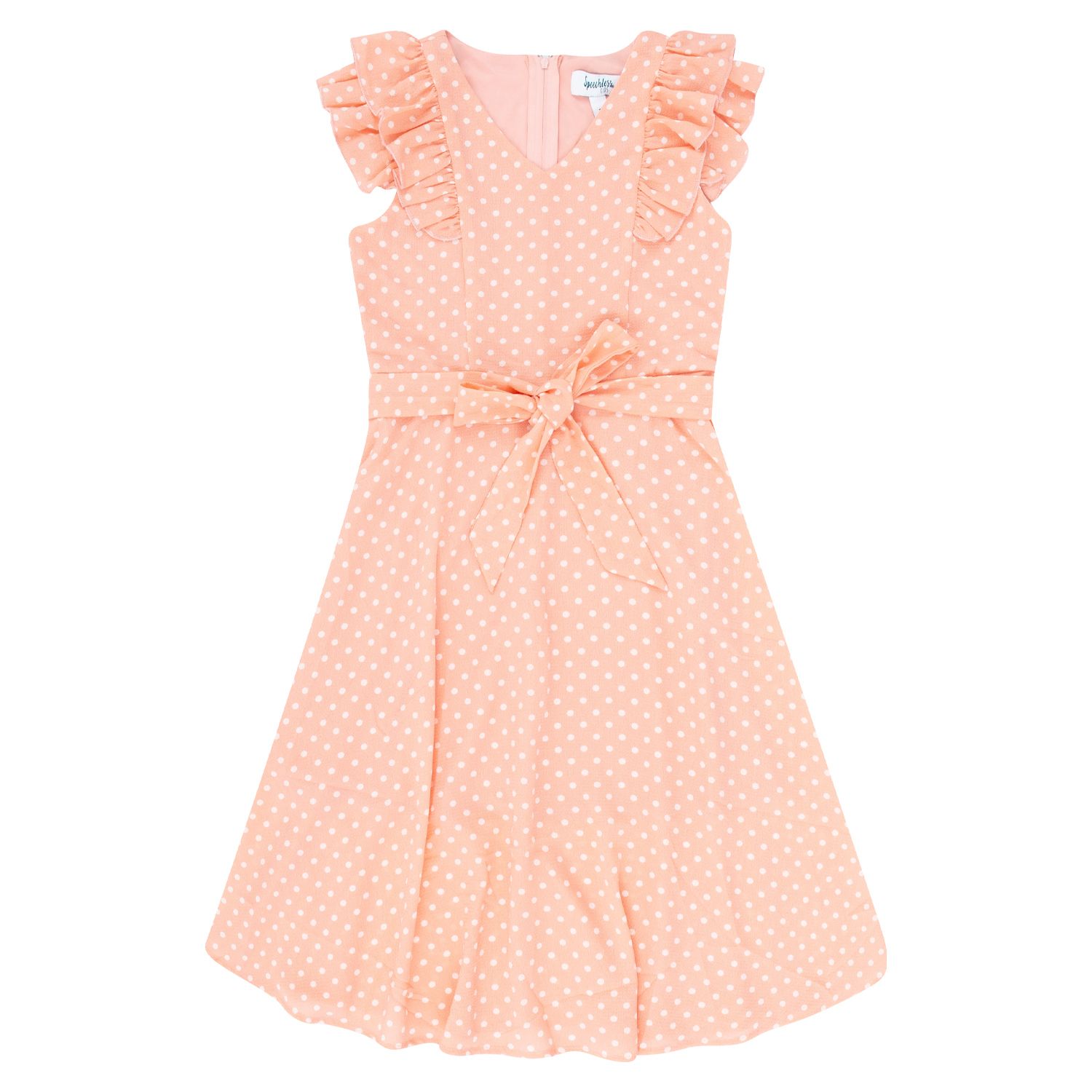 pink and orange polka dot dress