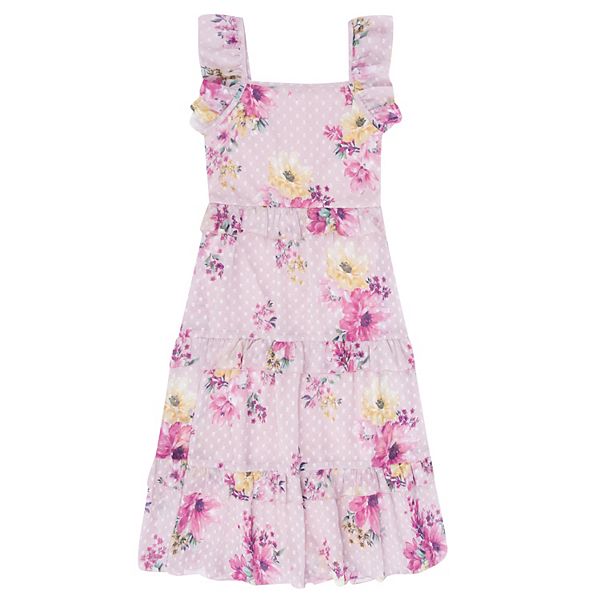Girls 7-16 Speechless Floral Ruffle Sleeve Tea Length Dress
