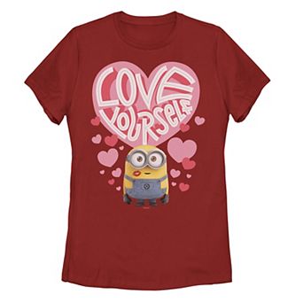 Juniors' Minions Love Yourself Heart Collage Portrait Tee